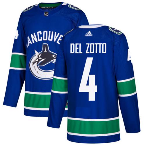 Adidas Men Vancouver Canucks 4 Michael Del Zotto Blue Home Authentic Stitched NHL Jersey